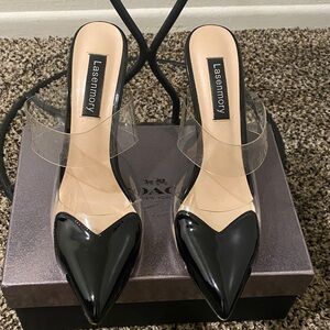 Lasenmory Black Patent Leather Heels